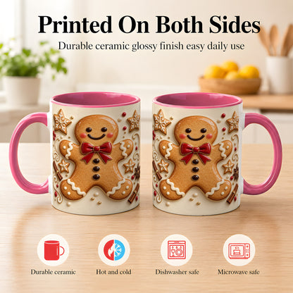 #pl[11oz|Pink] Classic Gingerbread Coffee Mug, Christmas Cookie Mug, Ceramic Cup