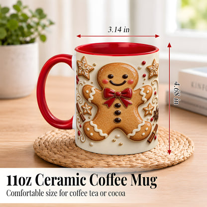 #pl[11oz|Red] Classic Gingerbread Coffee Mug, Christmas Cookie Mug, Ceramic Cup