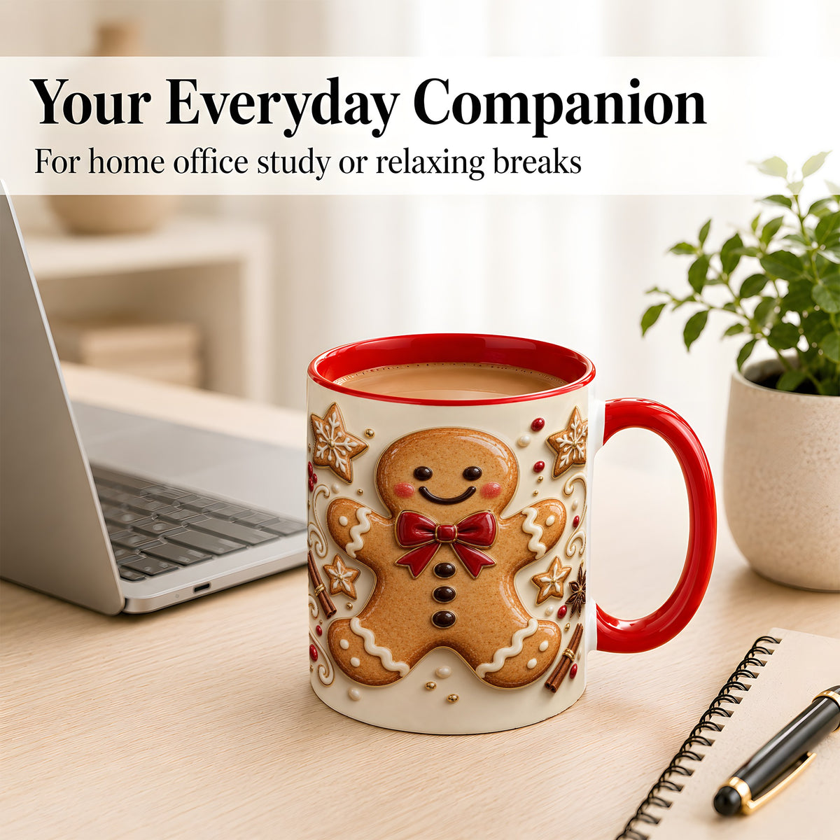 #pl[11oz|Red] Classic Gingerbread Coffee Mug, Christmas Cookie Mug, Ceramic Cup