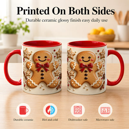 #pl[11oz|Red] Classic Gingerbread Coffee Mug, Christmas Cookie Mug, Ceramic Cup