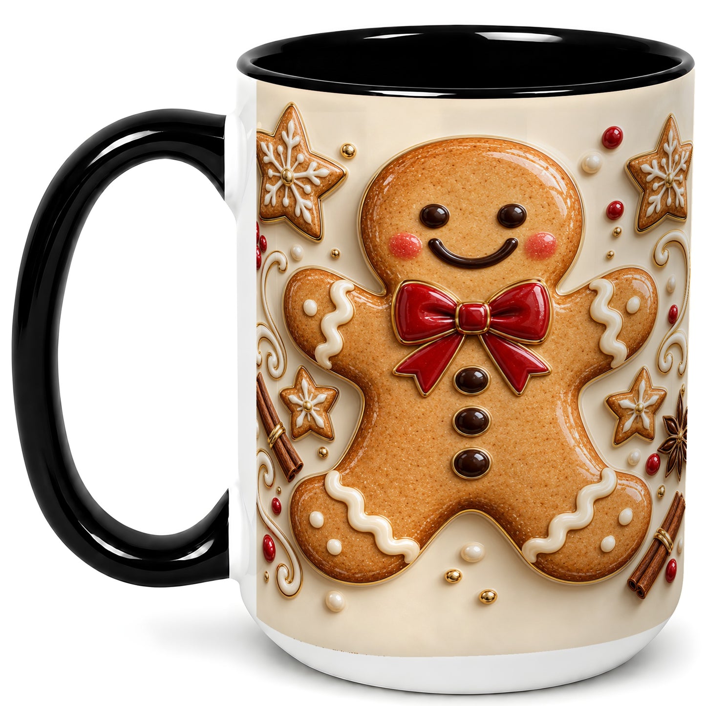 #pl[15oz|Black] Classic Gingerbread Coffee Mug, Christmas Cookie Mug, Ceramic Cup