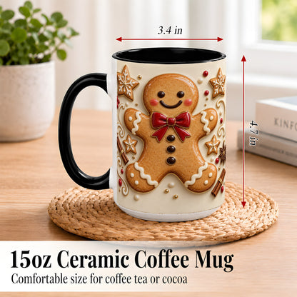 #pl[15oz|Black] Classic Gingerbread Coffee Mug, Christmas Cookie Mug, Ceramic Cup