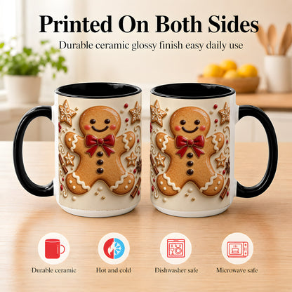 #pl[15oz|Black] Classic Gingerbread Coffee Mug, Christmas Cookie Mug, Ceramic Cup