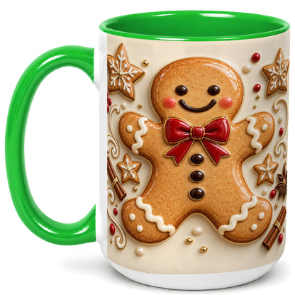 #pl[15oz|Green] Classic Gingerbread Coffee Mug, Christmas Cookie Mug, Ceramic Cup