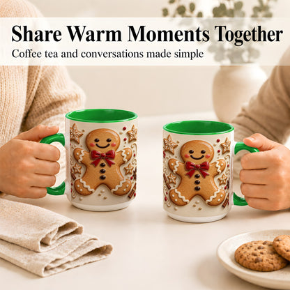 #pl[15oz|Green] Classic Gingerbread Coffee Mug, Christmas Cookie Mug, Ceramic Cup