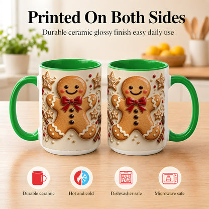 #pl[15oz|Green] Classic Gingerbread Coffee Mug, Christmas Cookie Mug, Ceramic Cup