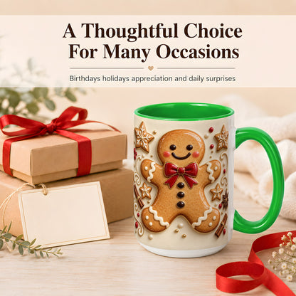 #pl[15oz|Green] Classic Gingerbread Coffee Mug, Christmas Cookie Mug, Ceramic Cup