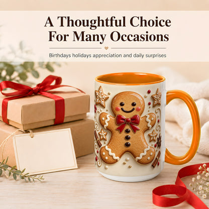 #pl[15oz|Orange] Classic Gingerbread Coffee Mug, Christmas Cookie Mug, Ceramic Cup