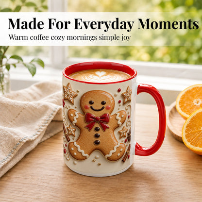 #pl[15oz|Red] Classic Gingerbread Coffee Mug, Christmas Cookie Mug, Ceramic Cup