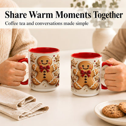 #pl[15oz|Red] Classic Gingerbread Coffee Mug, Christmas Cookie Mug, Ceramic Cup