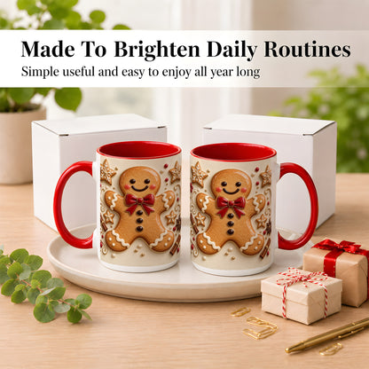 #pl[15oz|Red] Classic Gingerbread Coffee Mug, Christmas Cookie Mug, Ceramic Cup