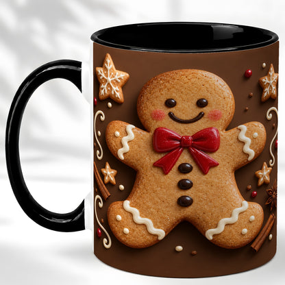 #pl[11oz|Black] Gingerbread Man Coffee Mug, Christmas Cookie Holiday Mug, Ceramic Cup