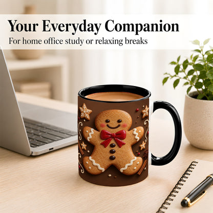 #pl[11oz|Black] Gingerbread Man Coffee Mug, Christmas Cookie Holiday Mug, Ceramic Cup