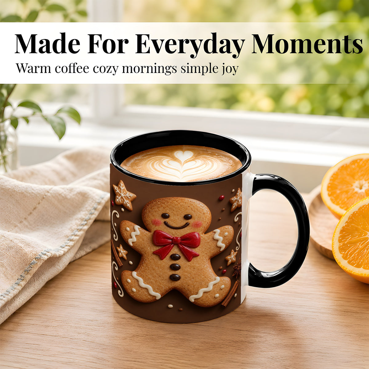 #pl[11oz|Black] Gingerbread Man Coffee Mug, Christmas Cookie Holiday Mug, Ceramic Cup