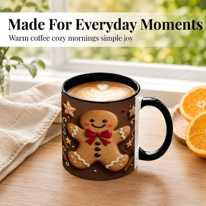 #pl[11oz|Black] Gingerbread Man Coffee Mug, Christmas Cookie Holiday Mug, Ceramic Cup