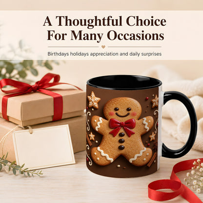 #pl[11oz|Black] Gingerbread Man Coffee Mug, Christmas Cookie Holiday Mug, Ceramic Cup