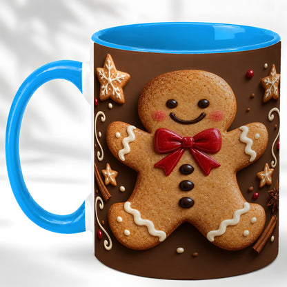 #pl[11oz|Blue] Gingerbread Man Coffee Mug, Christmas Cookie Holiday Mug, Ceramic Cup