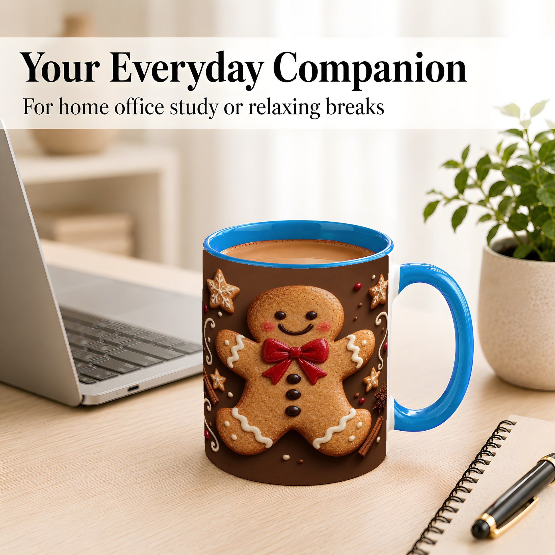 #pl[11oz|Blue] Gingerbread Man Coffee Mug, Christmas Cookie Holiday Mug, Ceramic Cup