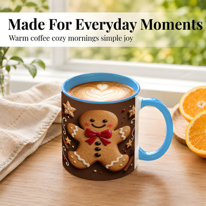 #pl[11oz|Blue] Gingerbread Man Coffee Mug, Christmas Cookie Holiday Mug, Ceramic Cup