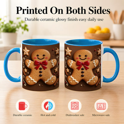 #pl[11oz|Blue] Gingerbread Man Coffee Mug, Christmas Cookie Holiday Mug, Ceramic Cup