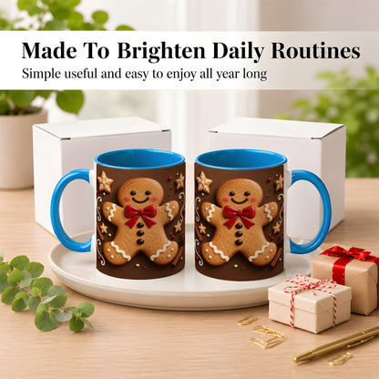 #pl[11oz|Blue] Gingerbread Man Coffee Mug, Christmas Cookie Holiday Mug, Ceramic Cup