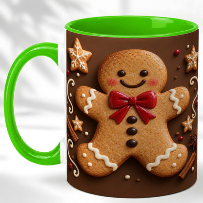 #pl[11oz|Green] Gingerbread Man Coffee Mug, Christmas Cookie Holiday Mug, Ceramic Cup