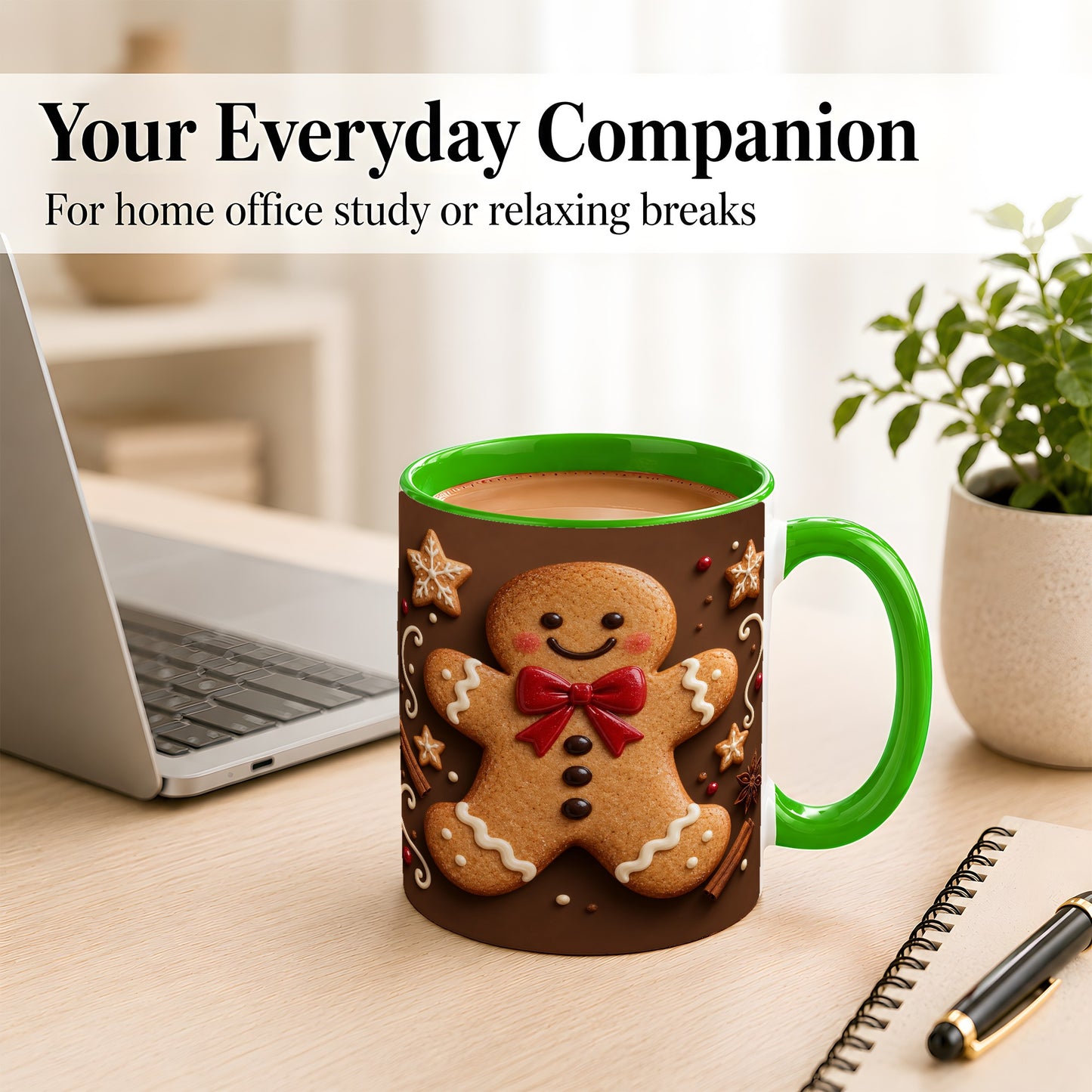 #pl[11oz|Green] Gingerbread Man Coffee Mug, Christmas Cookie Holiday Mug, Ceramic Cup