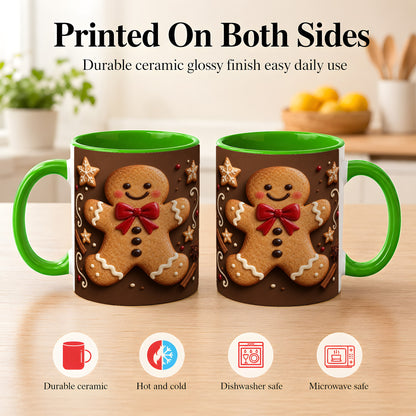 #pl[11oz|Green] Gingerbread Man Coffee Mug, Christmas Cookie Holiday Mug, Ceramic Cup