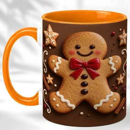 #pl[11oz|Orange] Gingerbread Man Coffee Mug, Christmas Cookie Holiday Mug, Ceramic Cup