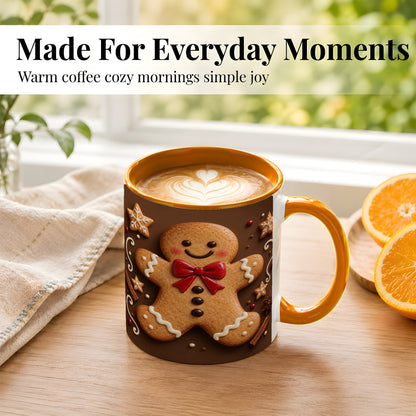 #pl[11oz|Orange] Gingerbread Man Coffee Mug, Christmas Cookie Holiday Mug, Ceramic Cup