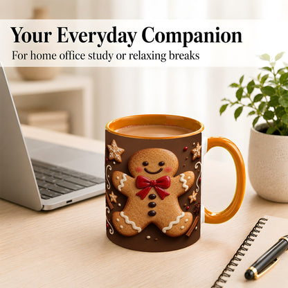 #pl[11oz|Orange] Gingerbread Man Coffee Mug, Christmas Cookie Holiday Mug, Ceramic Cup