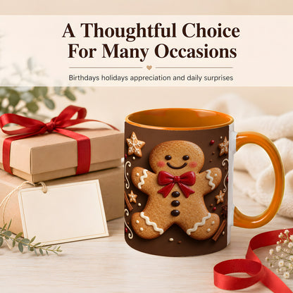 #pl[11oz|Orange] Gingerbread Man Coffee Mug, Christmas Cookie Holiday Mug, Ceramic Cup