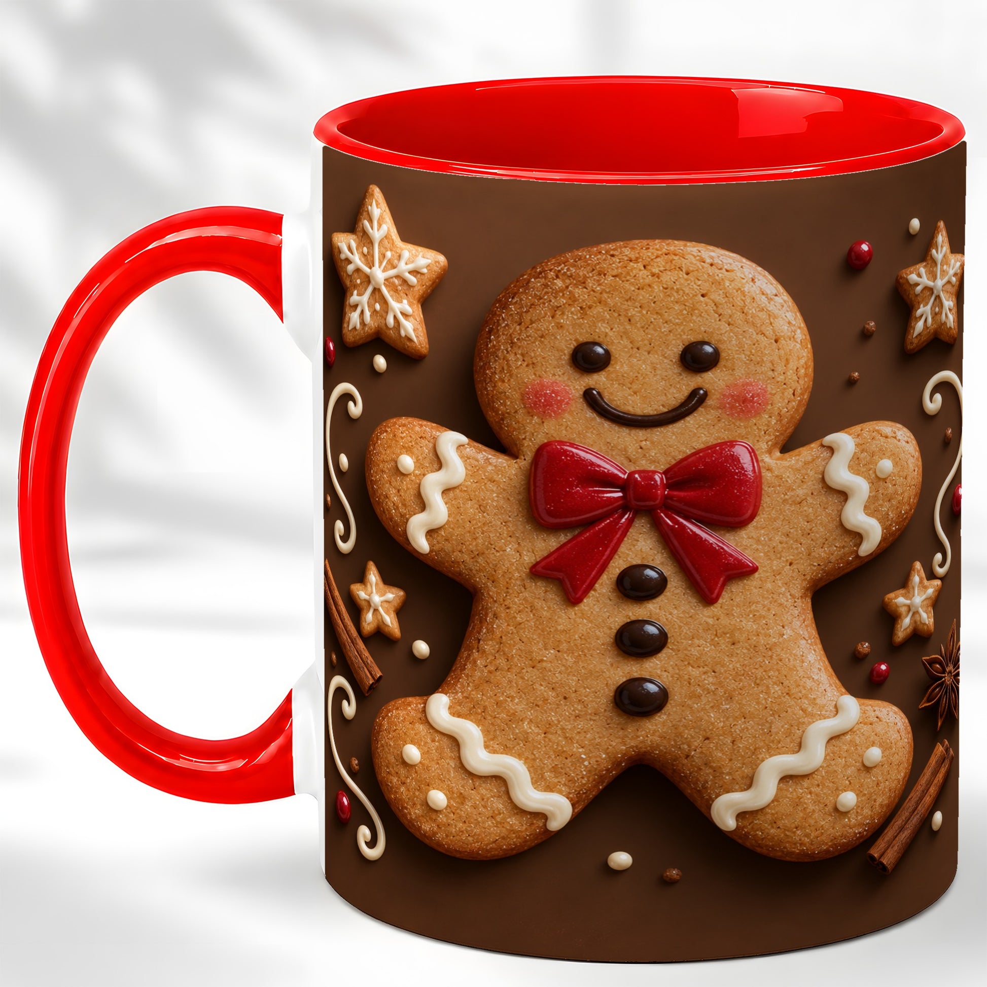 Gingerbread Man Coffee Mug, Christmas Cookie Holiday Mug, Ceramic Cup