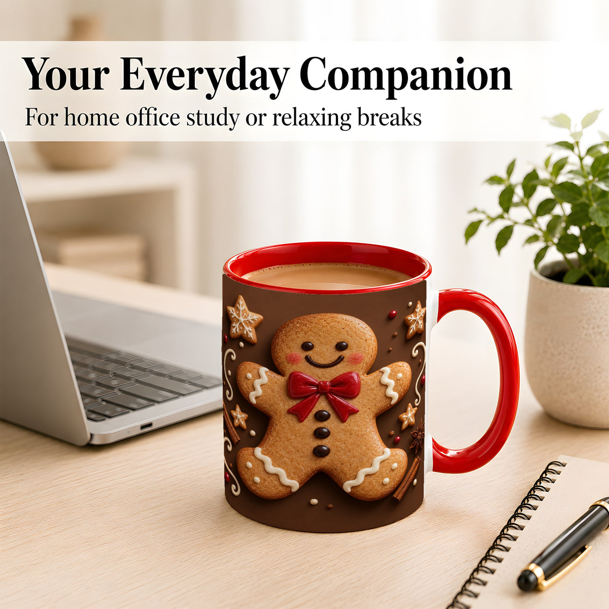 #pl[11oz|Red] Gingerbread Man Coffee Mug, Christmas Cookie Holiday Mug, Ceramic Cup