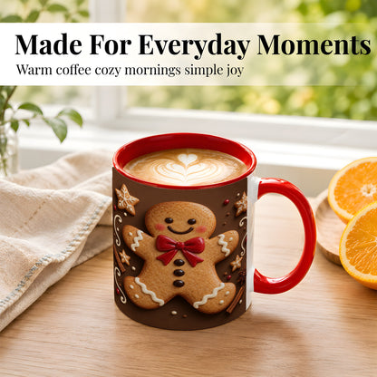 #pl[11oz|Red] Gingerbread Man Coffee Mug, Christmas Cookie Holiday Mug, Ceramic Cup
