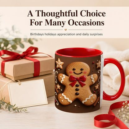 #pl[11oz|Red] Gingerbread Man Coffee Mug, Christmas Cookie Holiday Mug, Ceramic Cup