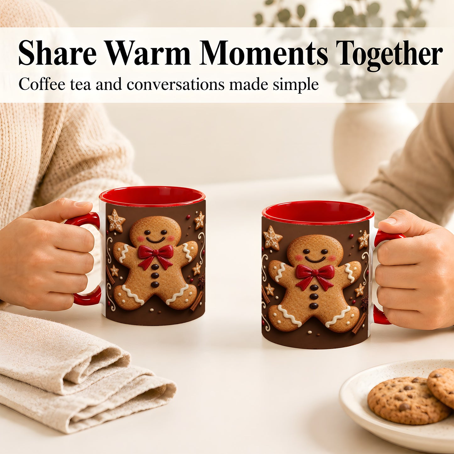 #pl[11oz|Red] Gingerbread Man Coffee Mug, Christmas Cookie Holiday Mug, Ceramic Cup