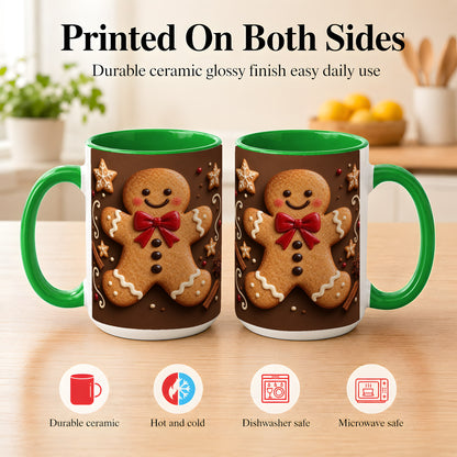 #pl[15oz|Green] Gingerbread Man Coffee Mug, Christmas Cookie Holiday Mug, Ceramic Cup