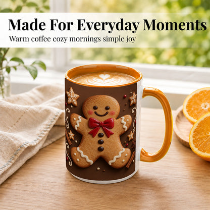 #pl[15oz|Orange] Gingerbread Man Coffee Mug, Christmas Cookie Holiday Mug, Ceramic Cup