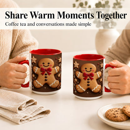 #pl[15oz|Red] Gingerbread Man Coffee Mug, Christmas Cookie Holiday Mug, Ceramic Cup