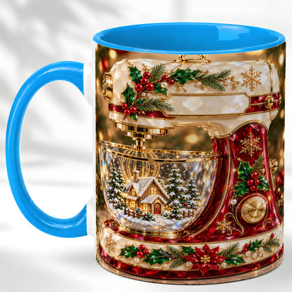 #pl[11oz|Blue] Christmas Stand Mixer Coffee Mug, Holiday Baking Mug, Ceramic Cup