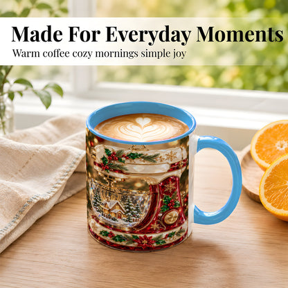 #pl[11oz|Blue] Christmas Stand Mixer Coffee Mug, Holiday Baking Mug, Ceramic Cup