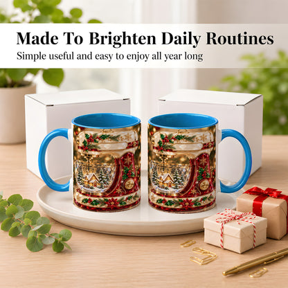 #pl[11oz|Blue] Christmas Stand Mixer Coffee Mug, Holiday Baking Mug, Ceramic Cup