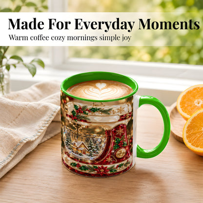 #pl[11oz|Green] Christmas Stand Mixer Coffee Mug, Holiday Baking Mug, Ceramic Cup