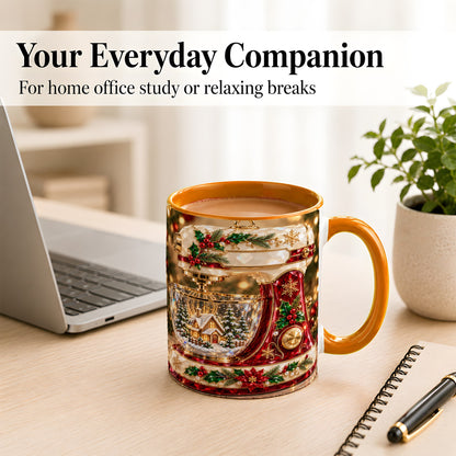 #pl[11oz|Orange] Christmas Stand Mixer Coffee Mug, Holiday Baking Mug, Ceramic Cup