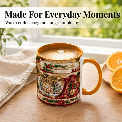 #pl[11oz|Orange] Christmas Stand Mixer Coffee Mug, Holiday Baking Mug, Ceramic Cup
