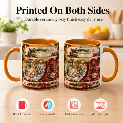 #pl[11oz|Orange] Christmas Stand Mixer Coffee Mug, Holiday Baking Mug, Ceramic Cup