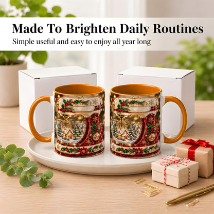 #pl[11oz|Orange] Christmas Stand Mixer Coffee Mug, Holiday Baking Mug, Ceramic Cup