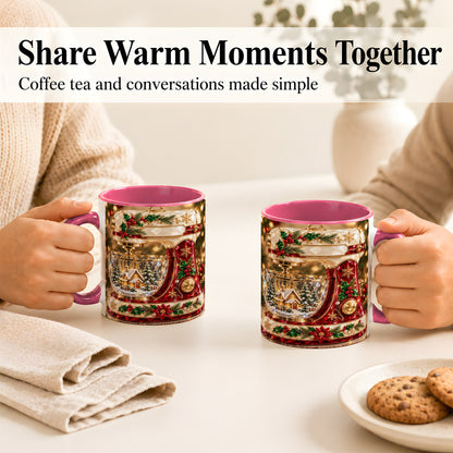 #pl[11oz|Pink] Christmas Stand Mixer Coffee Mug, Holiday Baking Mug, Ceramic Cup