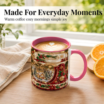 #pl[11oz|Pink] Christmas Stand Mixer Coffee Mug, Holiday Baking Mug, Ceramic Cup